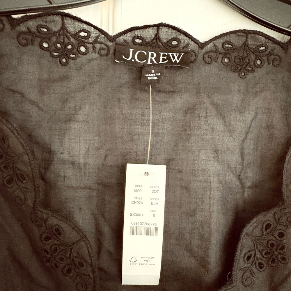 NWT J. Crew Women's Black Lace Trim Top - Picture 4 of 7